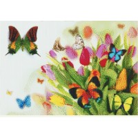 Мозаичное панно Тюльпаны и бабочки+1 Б-04. Серия БАБОЧКИ